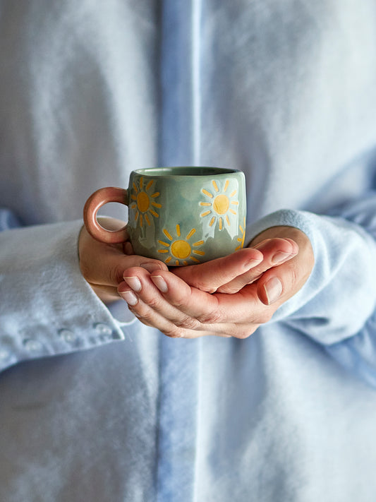 Tasse, Bleu, Grès - Nini D6,5xH5,5 cm