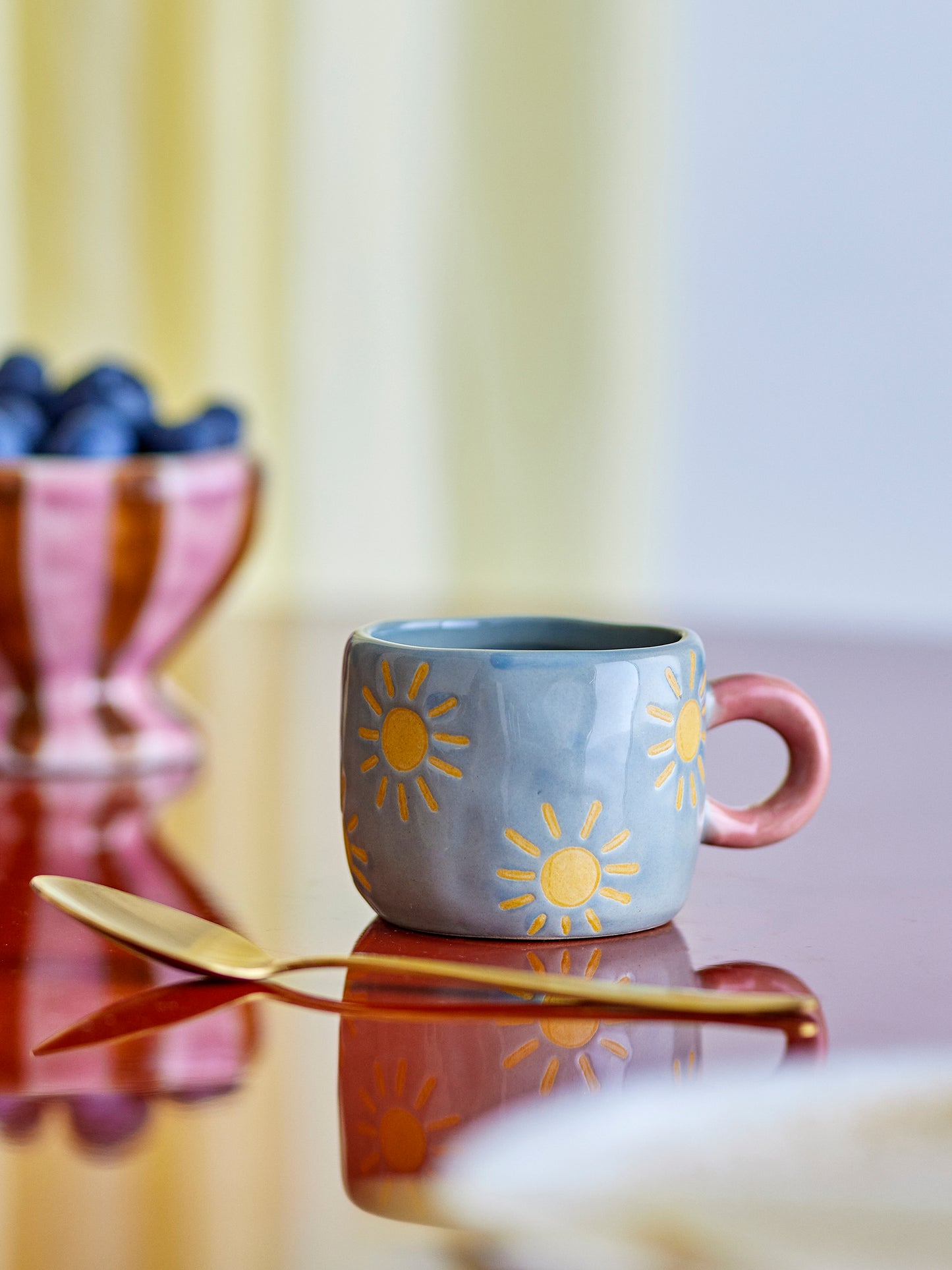 Tasse, Bleu, Grès - Nini D6,5xH5,5 cm