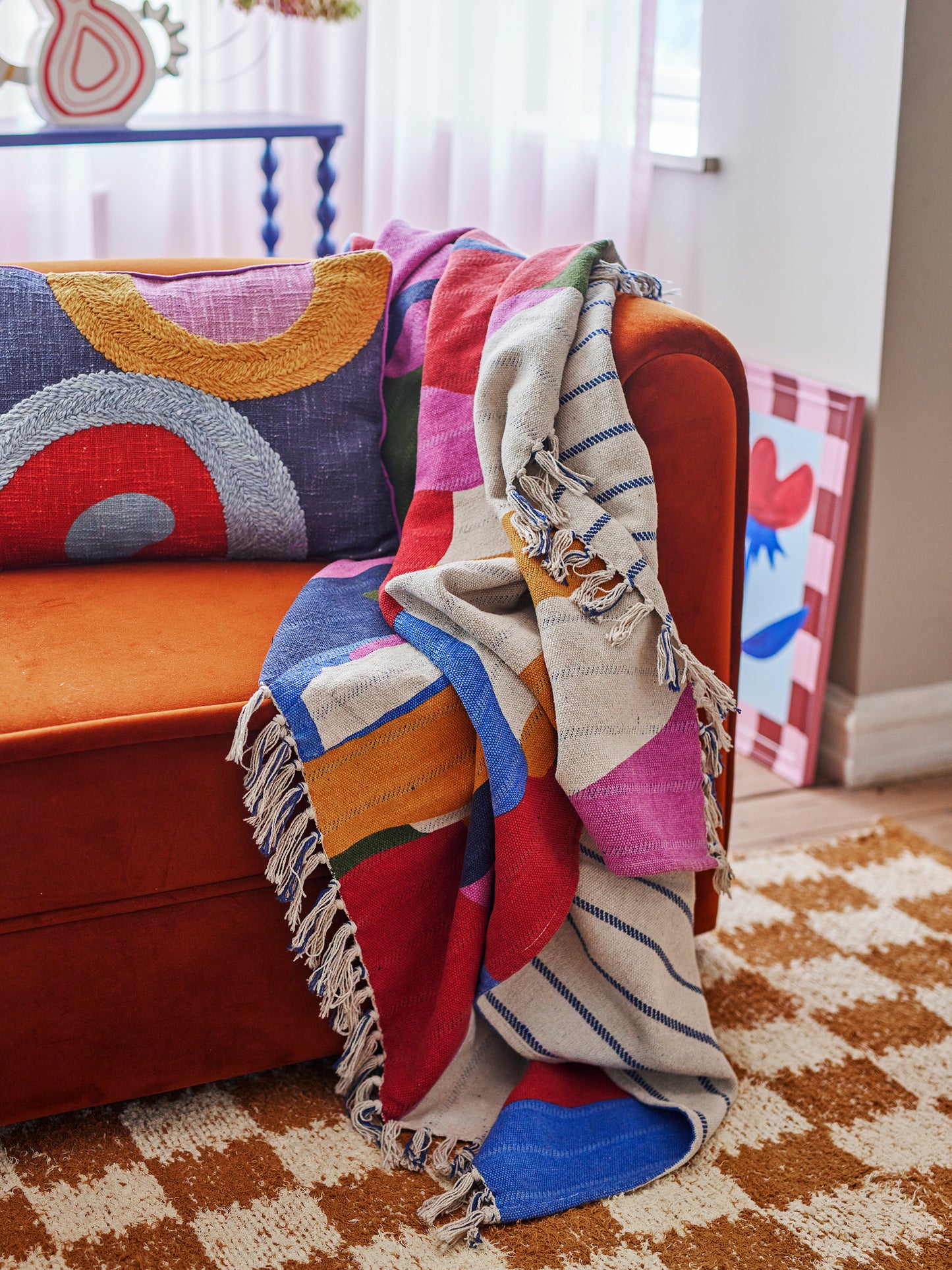 Plaid, Multicolore, Coton recyclé- Artista L160xW130 cm