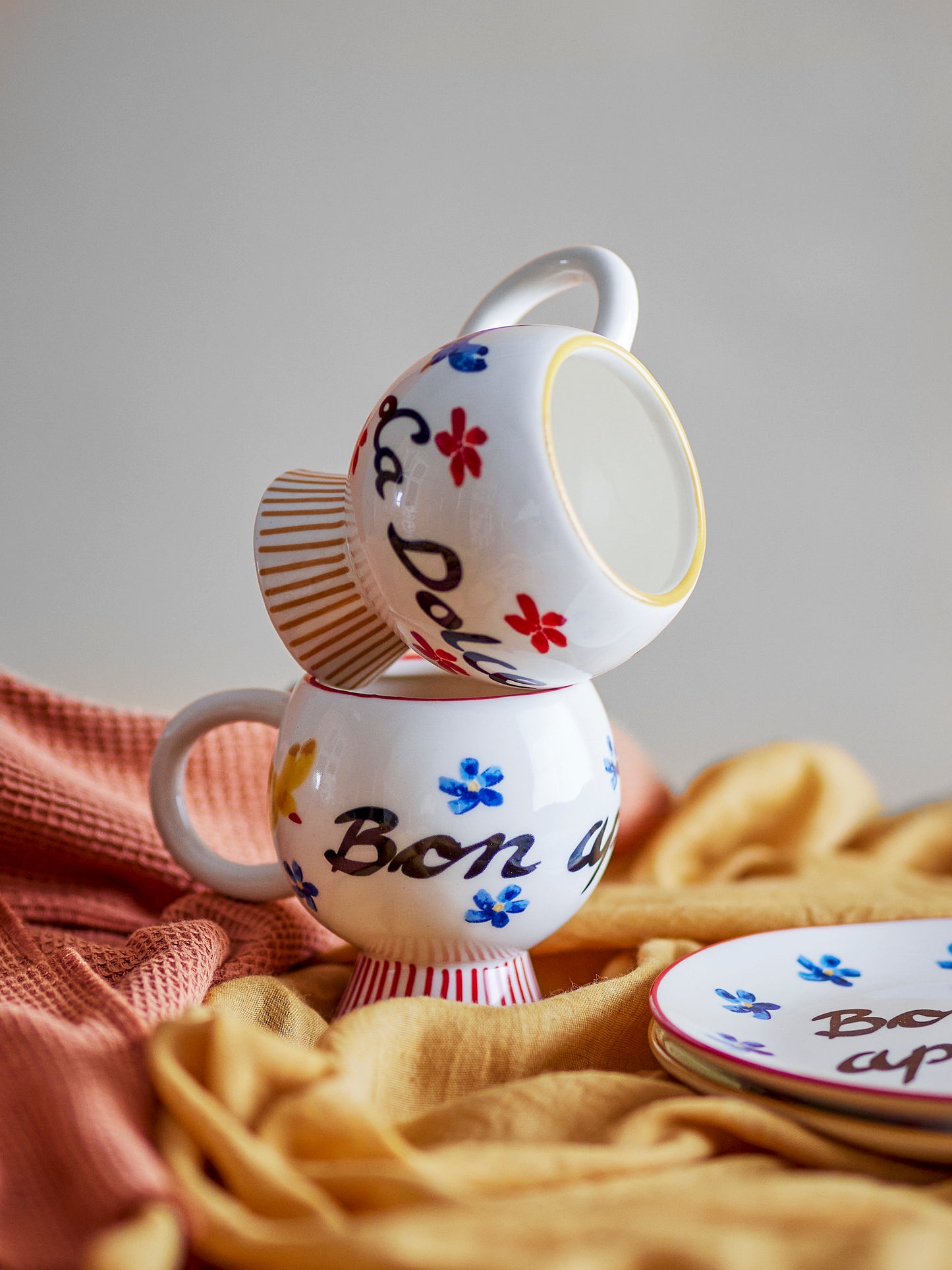 Tasse, Multicolore, Grès - Lindsay  D8,5xH9 cm