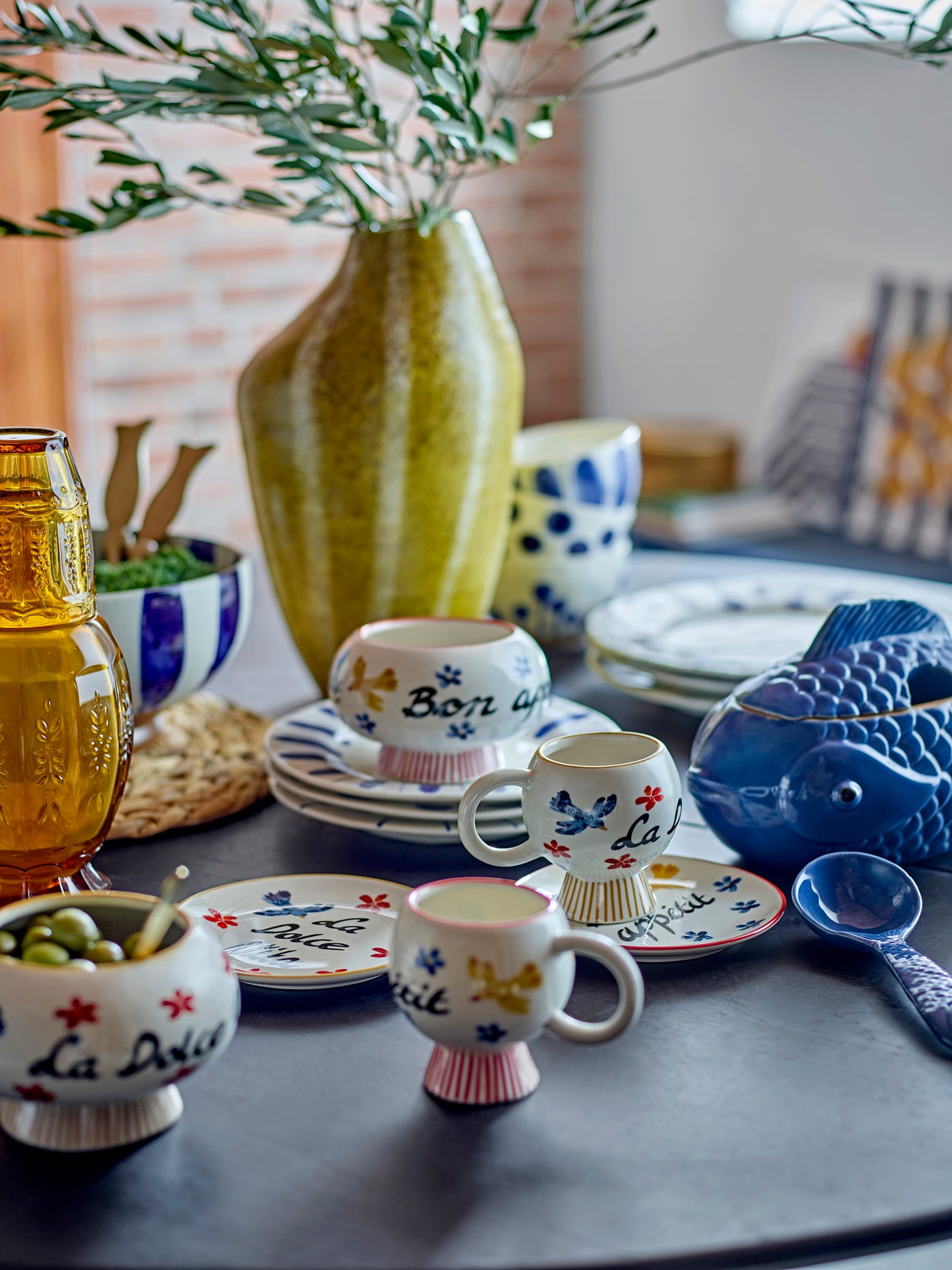 Tasse, Multicolore, Grès - Lindsay  D8,5xH9 cm