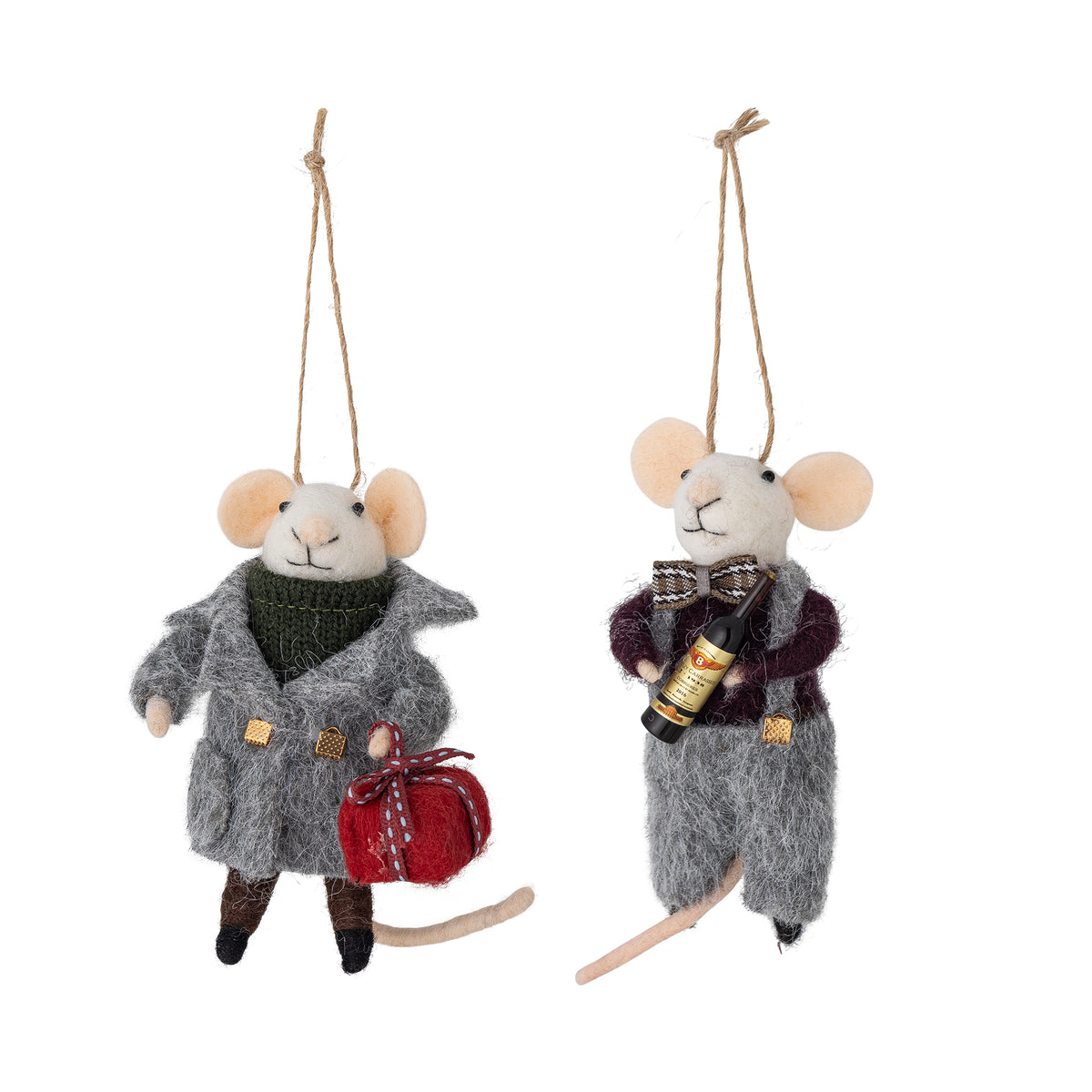 Bibelot, Gris, Laine- Peo  L8xH11xW7 cm, Set of 2