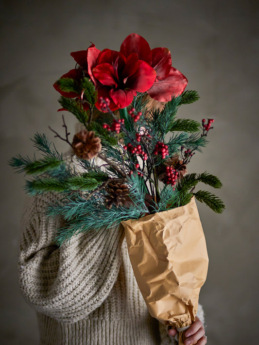 Bouquet, Fleurs artificielles, Rubia , Rouge, D45xL105 cm