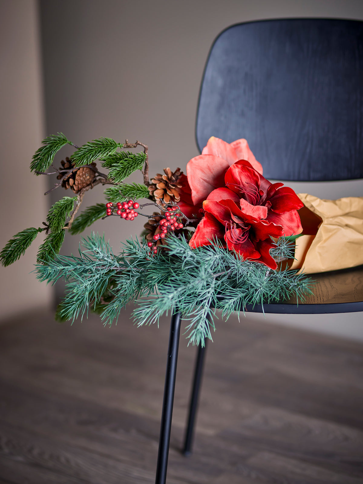 Bouquet, Fleurs artificielles, Rubia , Rouge, D45xL105 cm