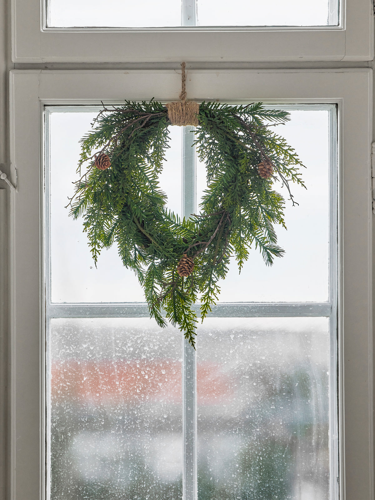 Couronne ,Fleurs artificielles, Pine Déco, Verte,  L40,5xH13xW28 cm