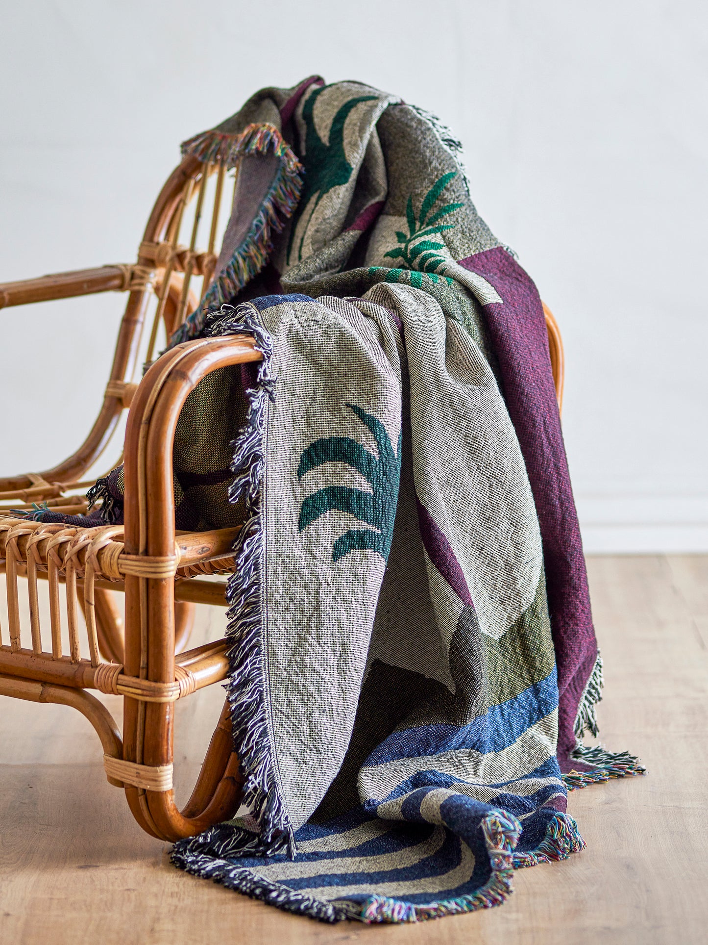 Plaid, Multicolore, Coton recyclé - Vinay L160xW130 cm
