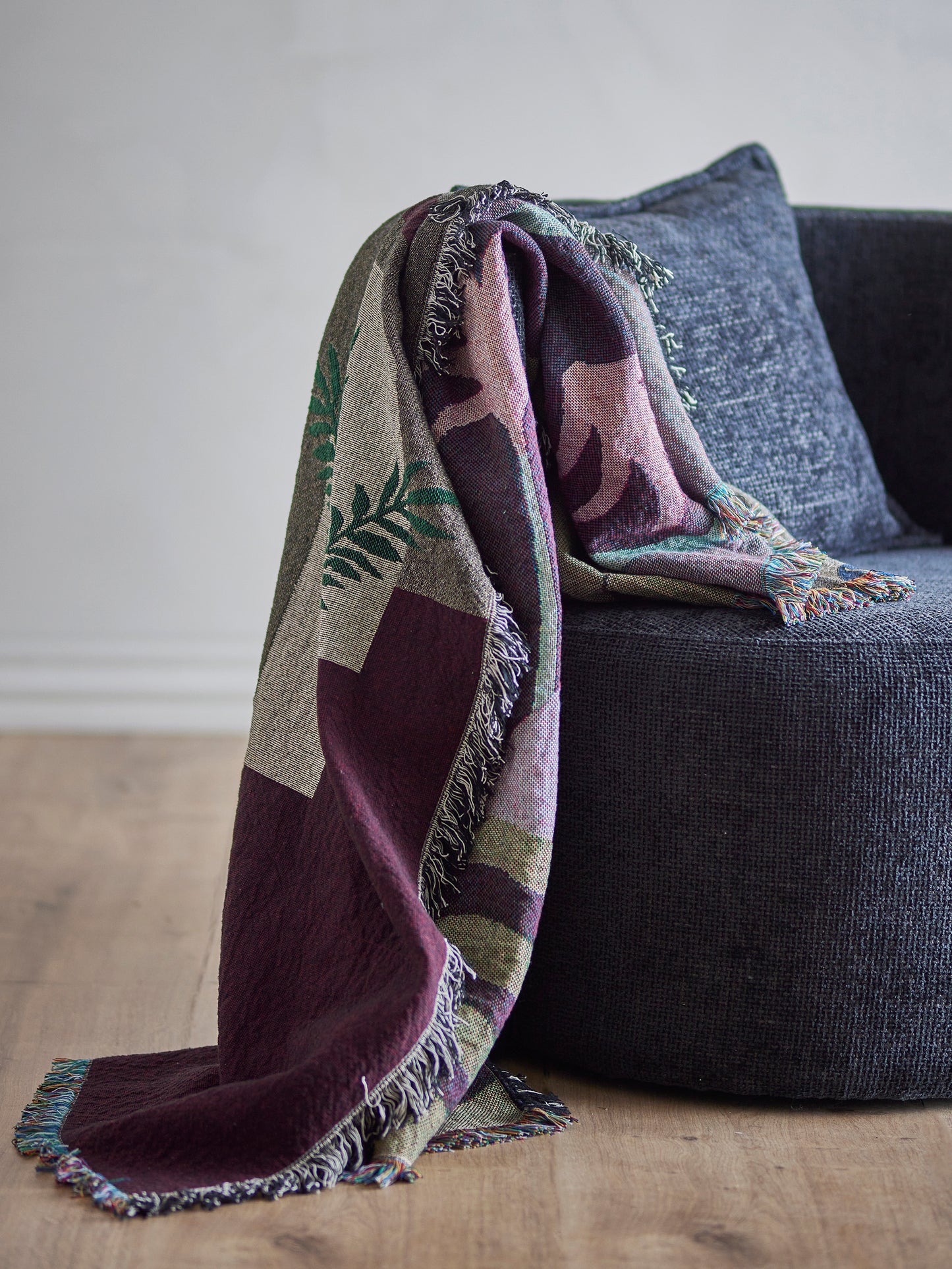 Plaid, Multicolore, Coton recyclé - Vinay L160xW130 cm