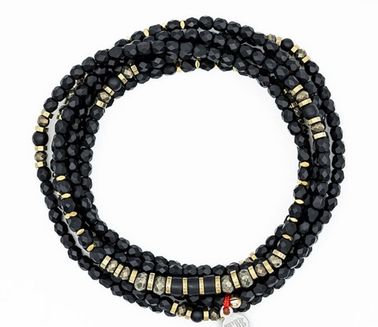 BLACK PANTHER - Noir Mat Collier et Bracelet 6 tours