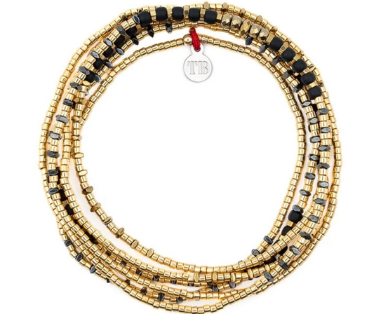 ANDY Gold 6 - Black Collier et Bracelet 6 tours