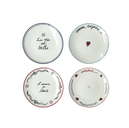 Set de 4 assiettes dessert amour en liberté D19cm