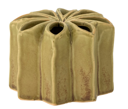 Vase Aleena en grès vert jaune