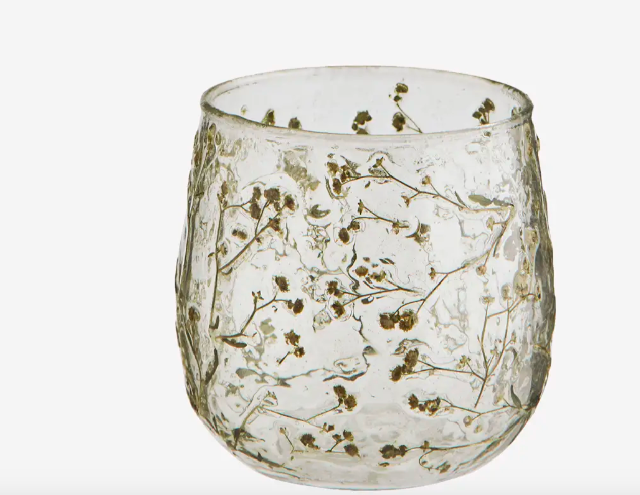 Glass votive w/ leaves