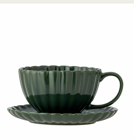 Latina Tasse avec soucoupe, Grès