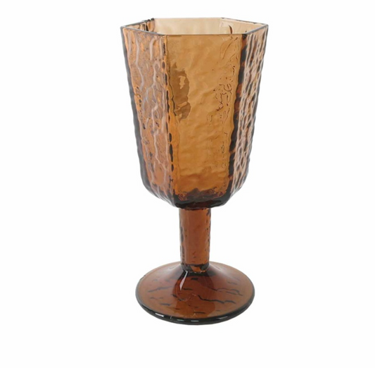 Verre à pied Rocky ambre D8 H16,5cm