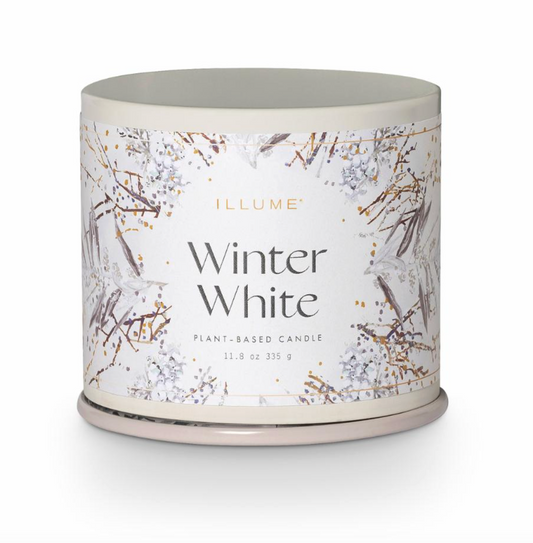 Winter White Vanity Tin Bougie, Blanc,