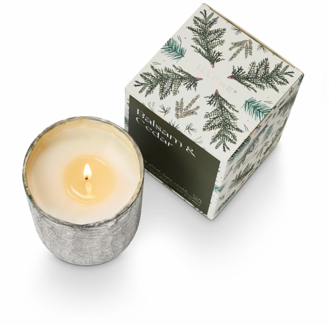 Balsam & Cedar Crackle Verre Bougie, Verte,