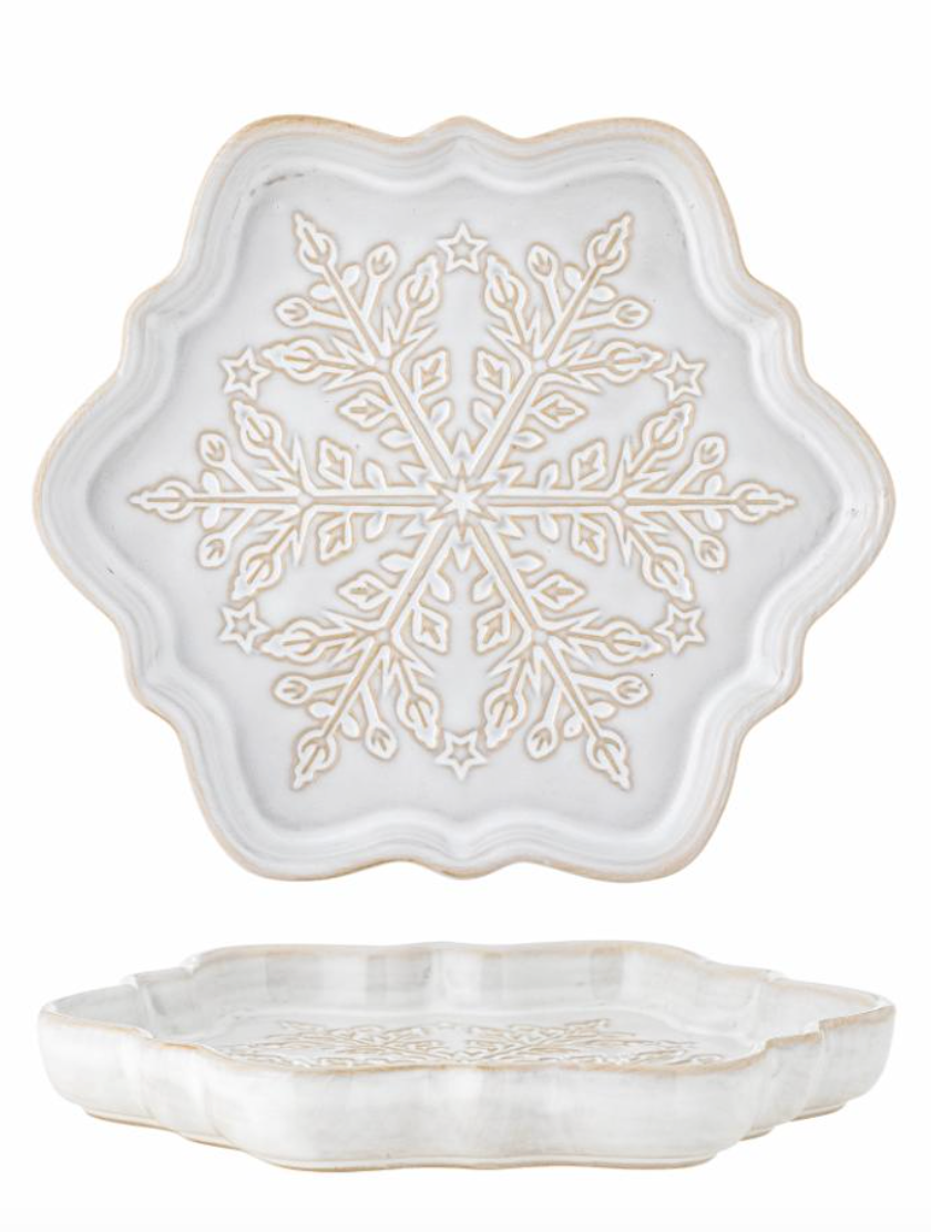 Winter Assiette de service, Blanc, Grès