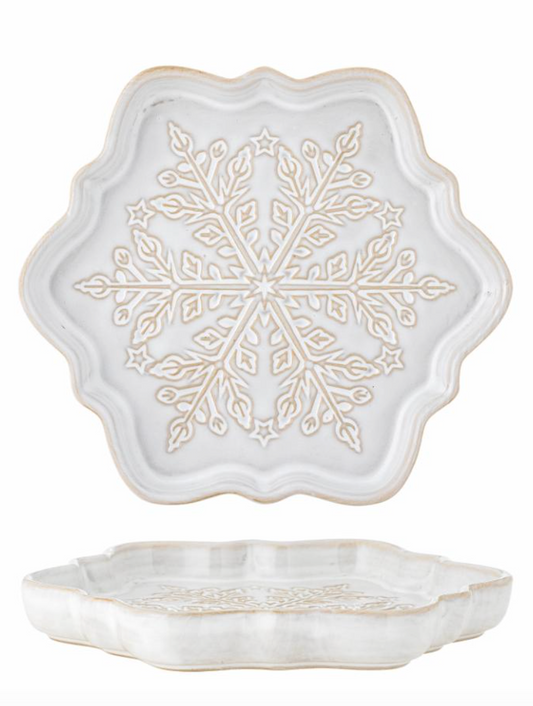 Winter Assiette de service, Blanc, Grès