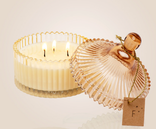 Bougie Bonbonniere ambrée - Cachemire Tonka, 190g