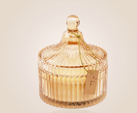 Bougie Bonbonniere ambrée - Cachemire Tonka, 190g