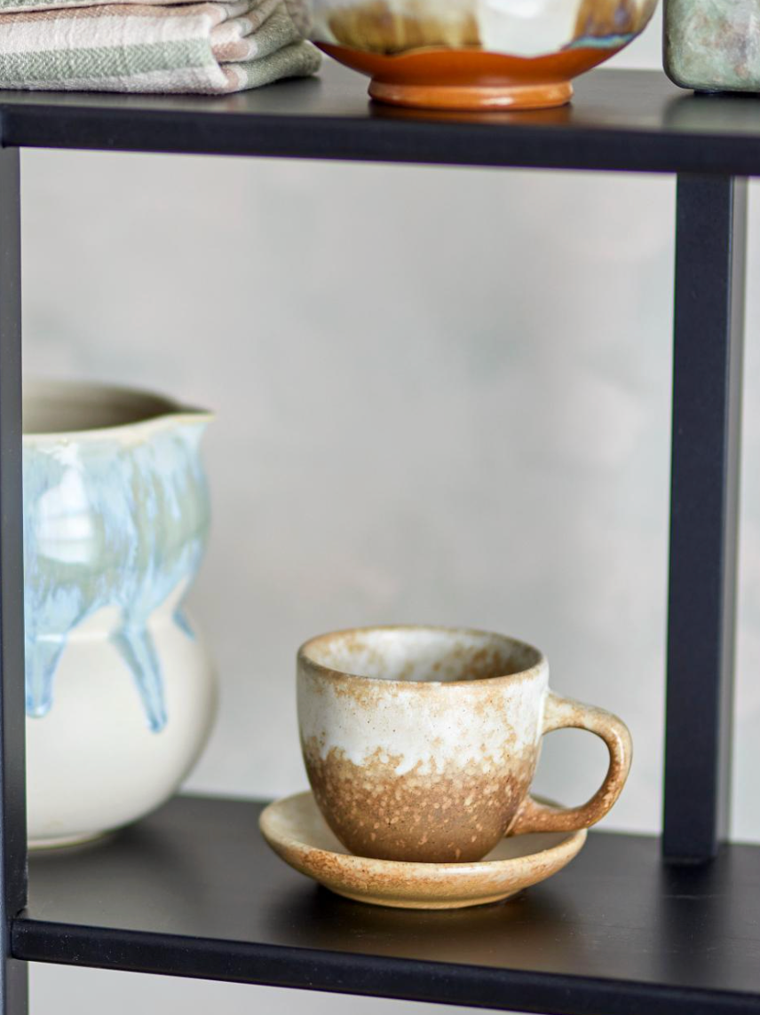 Set de 4 ,Brenta Tasse avec soucoupe, Nature, Grès