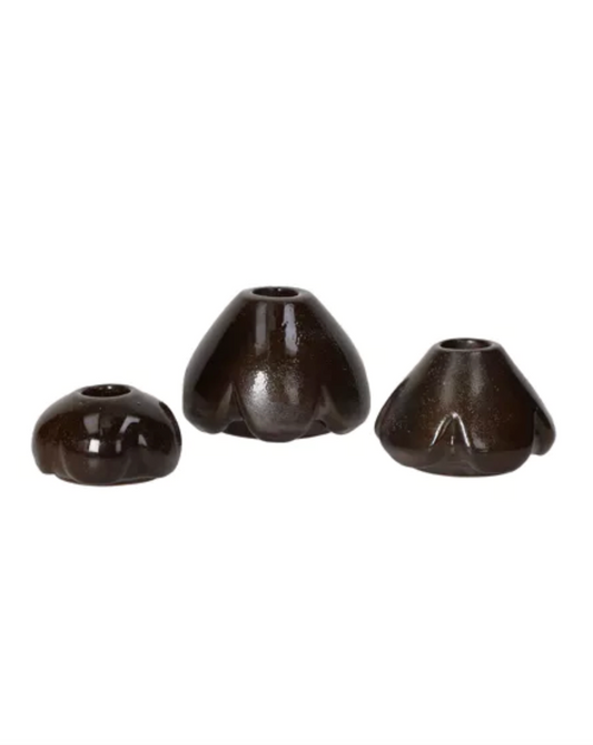 CYCLE - set/3 bougeoirs - grès - DIA 7/8/9,5 x H 4/6/7 cm - mix de couleurs