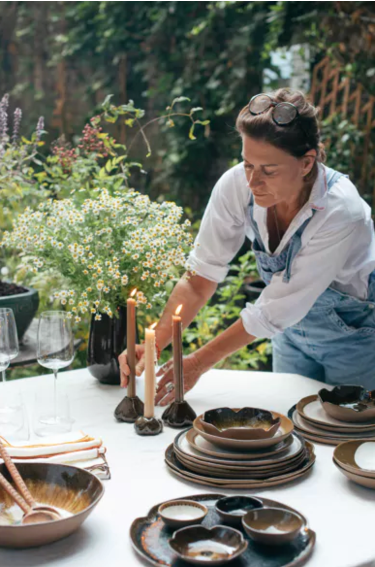 CYCLE - set/3 bougeoirs - grès - DIA 7/8/9,5 x H 4/6/7 cm - mix de couleurs