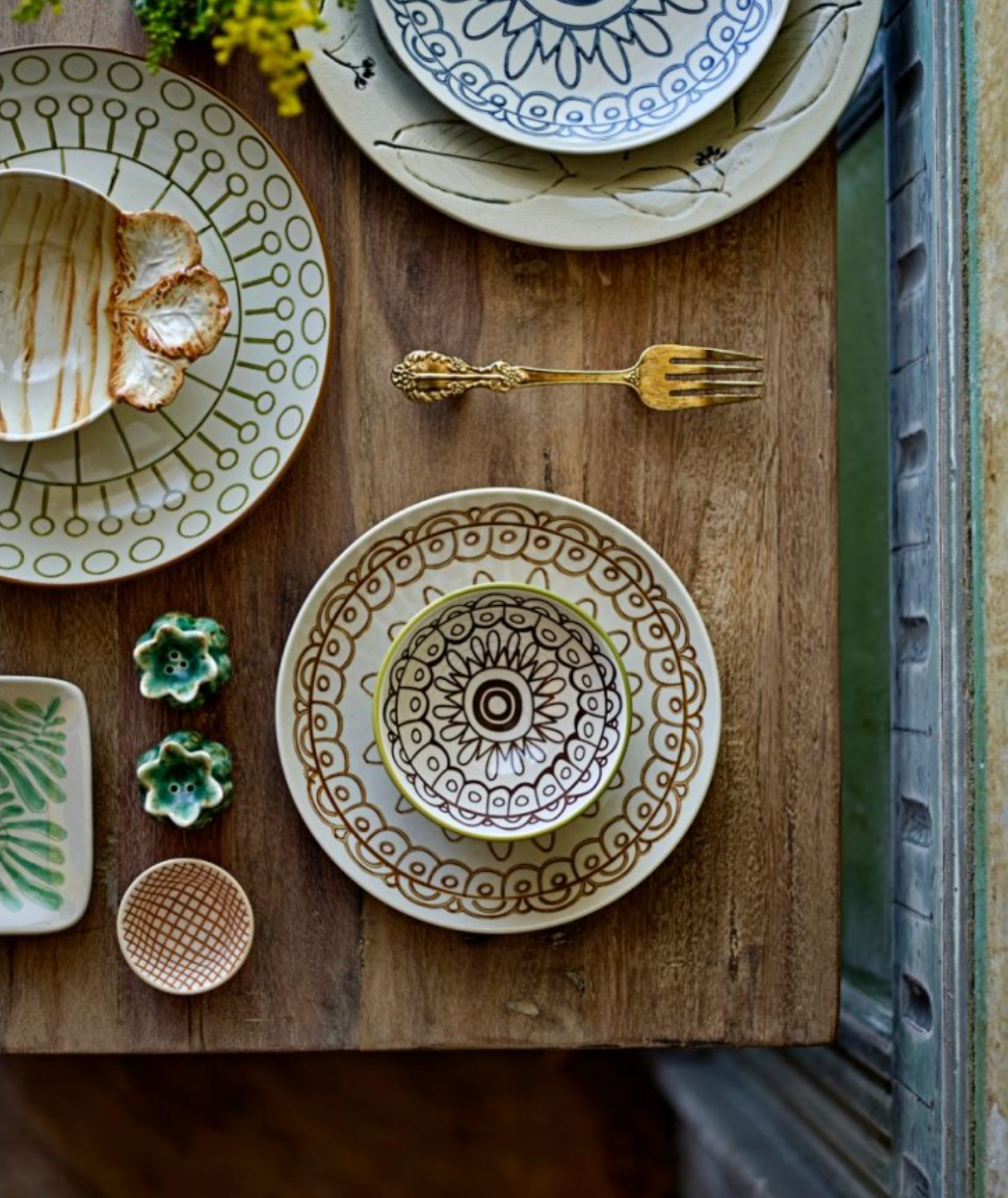 Assiette Maple, verte, en grès