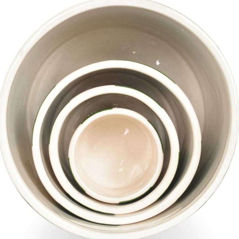 Set de 4 pots rayure marron D14 H14cm