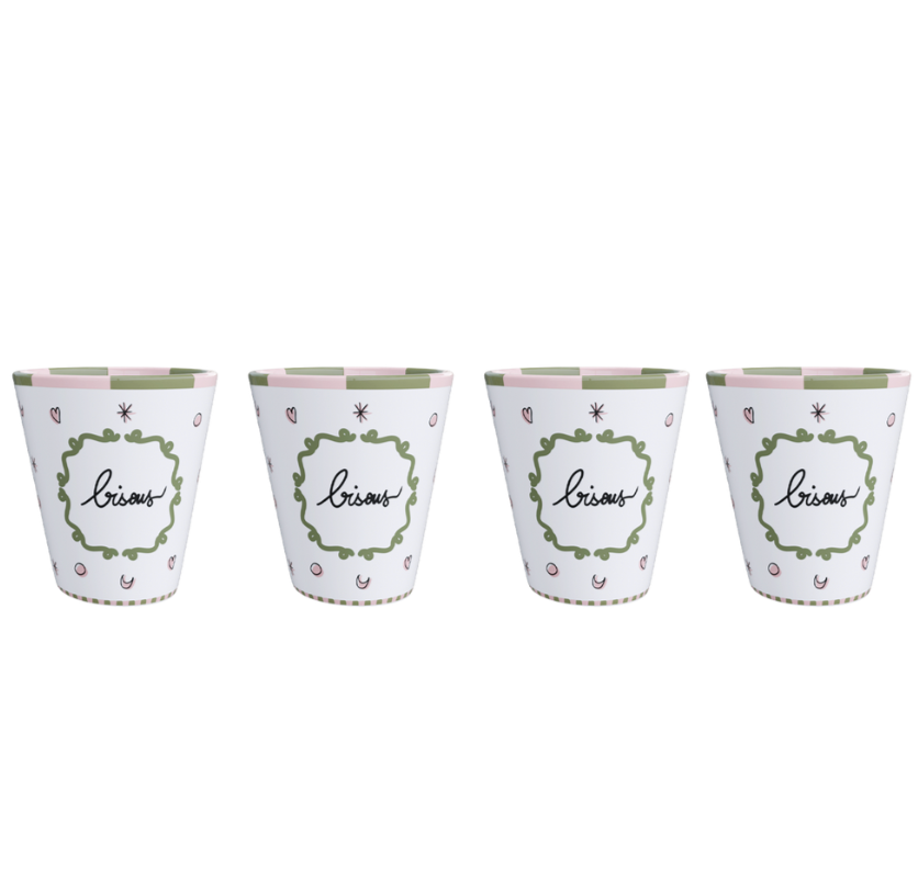 Set de 4 gobelets bisous D6,3 H7,2cm