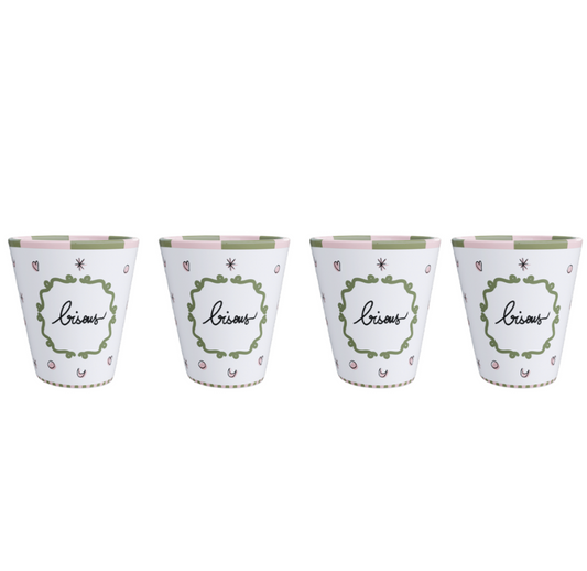 Set de 4 gobelets bisous D6,3 H7,2cm