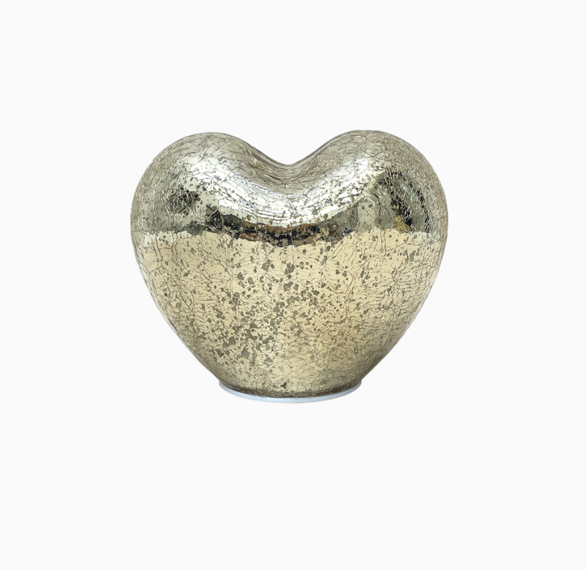 Déco LED cœur doré vieilli à piles L8 P15 H12cm