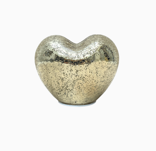 Déco LED cœur doré vieilli à piles L8 P15 H12cm