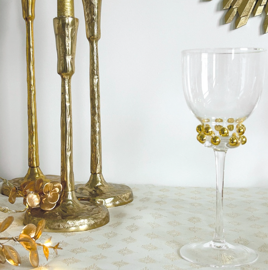 Verre à pied Perlé doré D8,5 H21cm