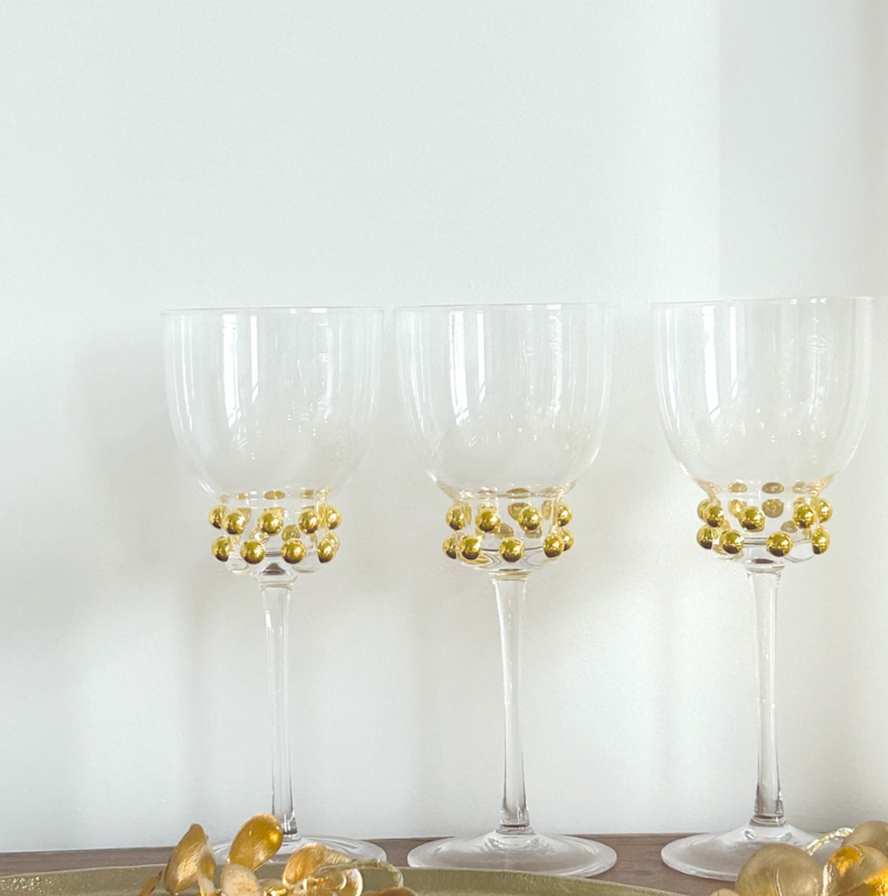 Verre à pied Perlé doré D8,5 H21cm