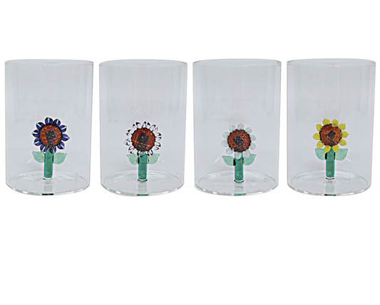 Verre gobelet 3D tournesol assortie D7 H10cm
