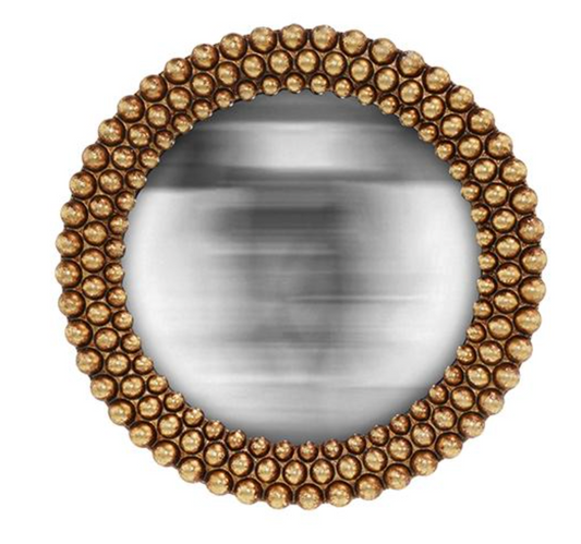 MIROIR PERLES CONVEXE DORE