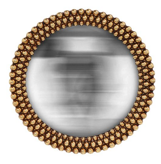 MIROIR PERLES CONVEXE DORE
