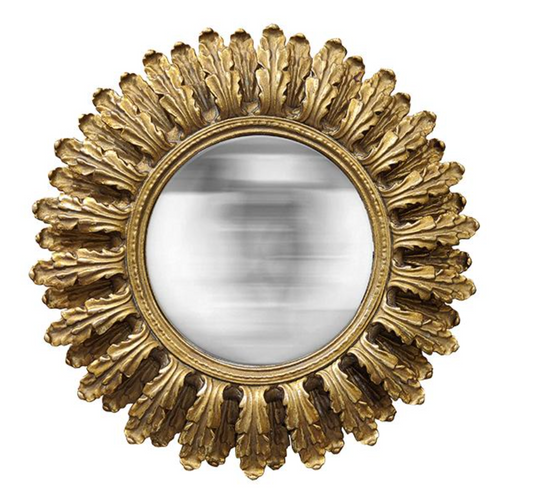 MIROIR PETALES CONVEXE DORE 19,5CM