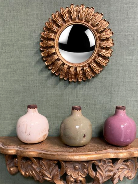 MIROIR PETALES CONVEXE DORE 19,5CM