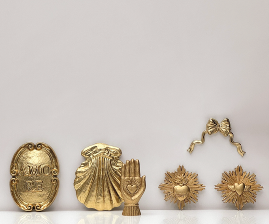 Déco murale coquillage doré L16,8 P2,4 H20,2cm