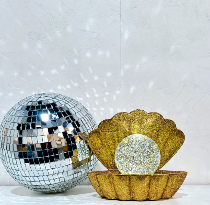 Lampe décorative Coki doré disco à piles L17,5 P12,5 H15cm