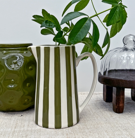 Pichet rayure gm kaki L17,8 P12,5 H21,3cm