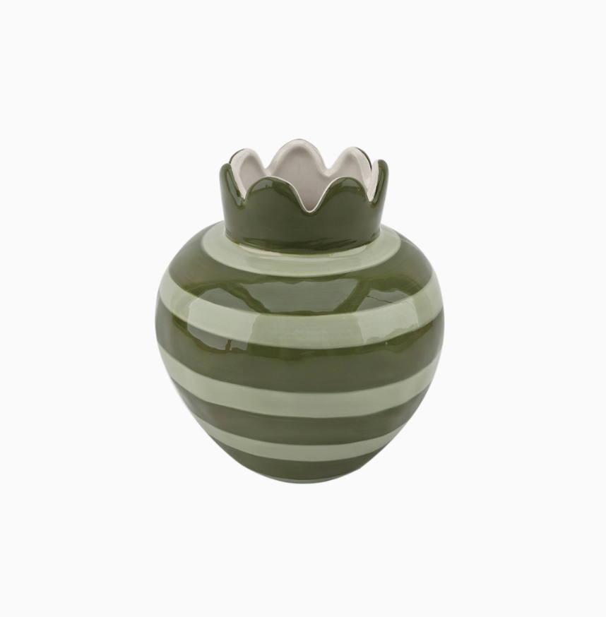 Vase ondule kaki D11,5 H12,5cm