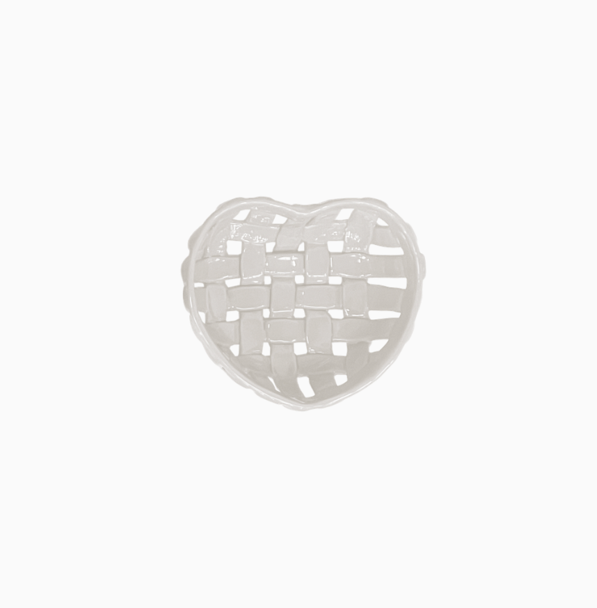 Panier ceramic cœur blanc L16 P15,2 H5,3cm