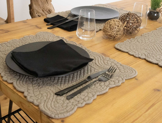 Set De Table Boutis Morphee taupe foncé