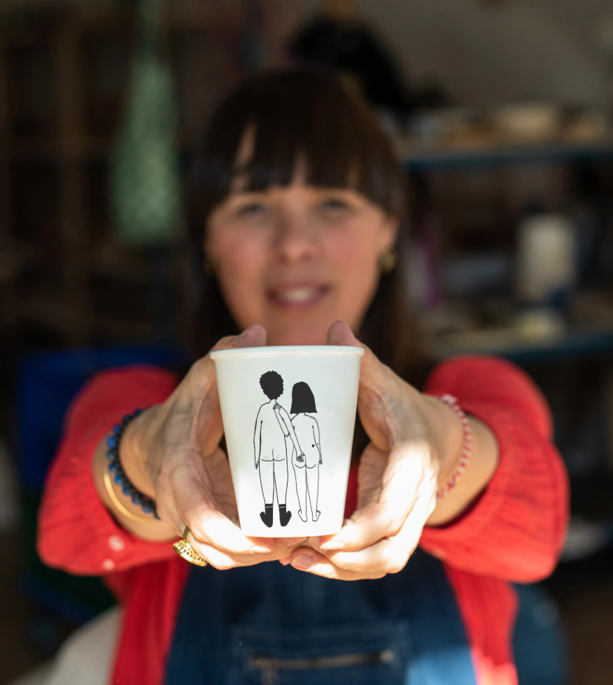 Cup naked couple back