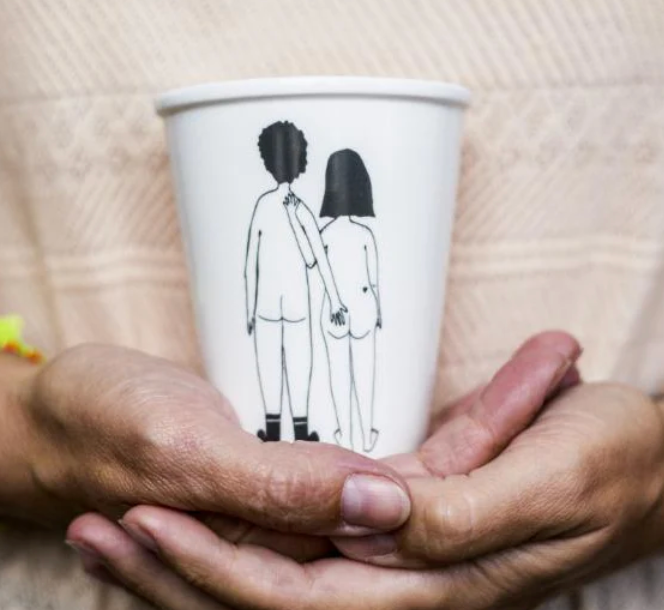 Cup naked couple back