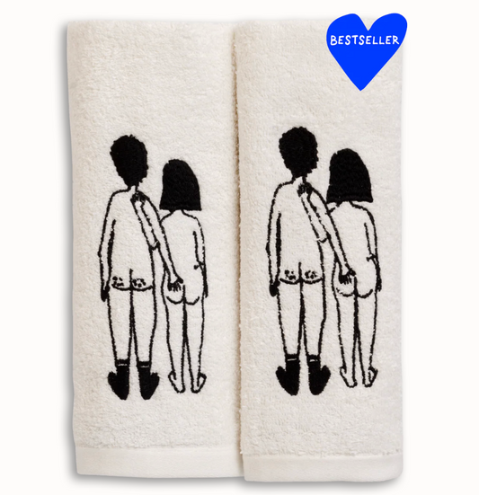 Set de 2 Guest towel naked couple back