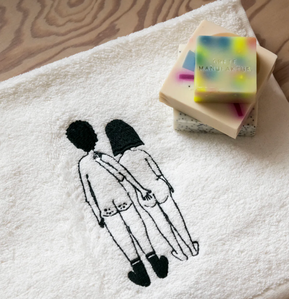 Set de 2 Guest towel naked couple back
